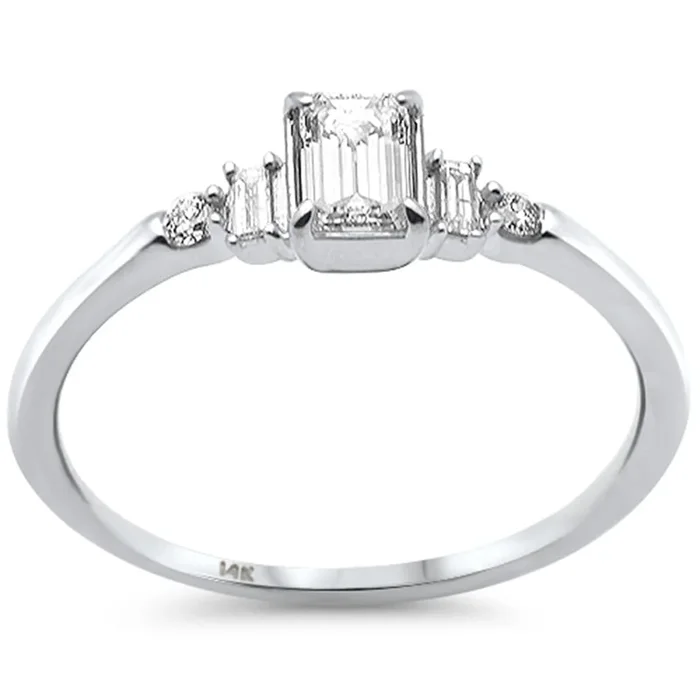 SPECIAL!.41ct G SI 14K White Gold Emerald Cut Diamond Engagement Ring Size 6.5