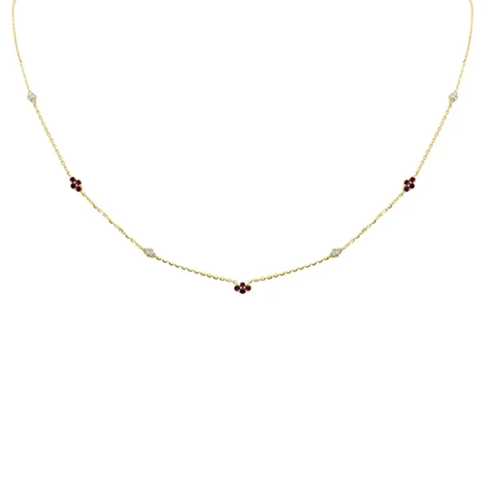SPECIAL! .41ct G SI 14K Yellow Gold Diamond & Ruby Gemstone Pendant Necklace 16+2″ Long
