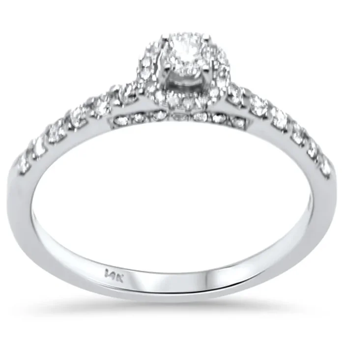 SPECIAL!.42ct G SI 14K White Gold Diamond Round Halo Engagement Ring Size 6.5