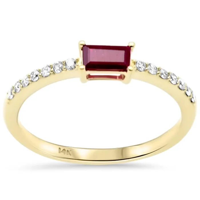SPECIAL!.49ct G SI 14K Yellow Gold Diamond & Ruby Gemstone Ring Size 6.5