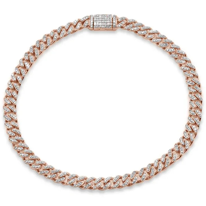 SPECIAL! 4MM .73ct G SI 14K Rose Gold Round Diamond Cuban Bracelet 7″