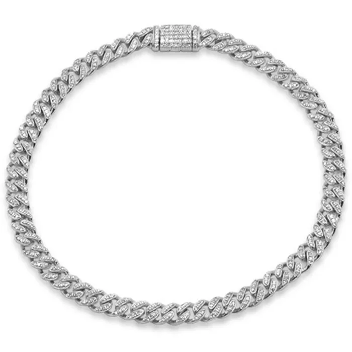 SPECIAL! 4MM .74ct G SI 14K White Gold Round Diamond Cuban Bracelet 6.5″