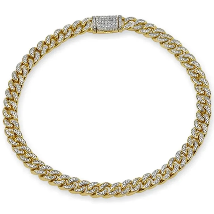SPECIAL! 4MM .85ct G SI 14K Yellow Gold Diamond Round Cuban Bracelet 8″