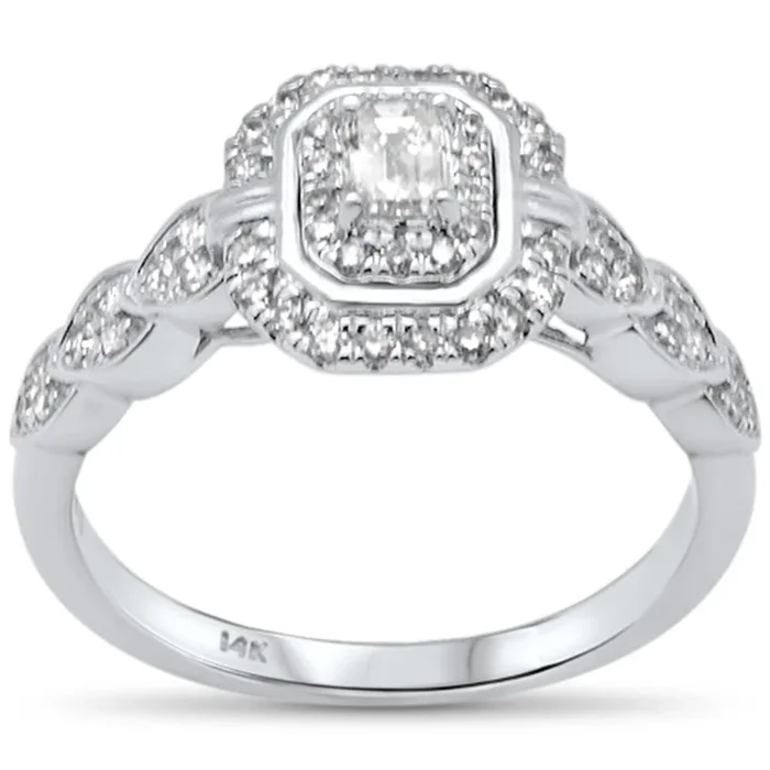 SPECIAL! .51ct G SI 14K White Gold Emerald Cut Diamond Engagement Ring Size 6.5