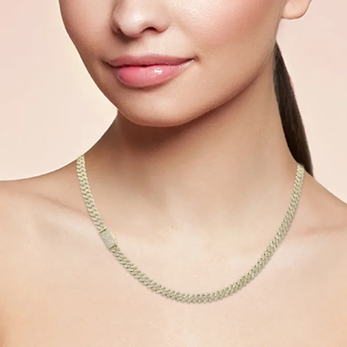 SPECIAL! 5MM 4.08ct G SI 14K Yellow Gold Diamond Square Cuban Necklace 18″