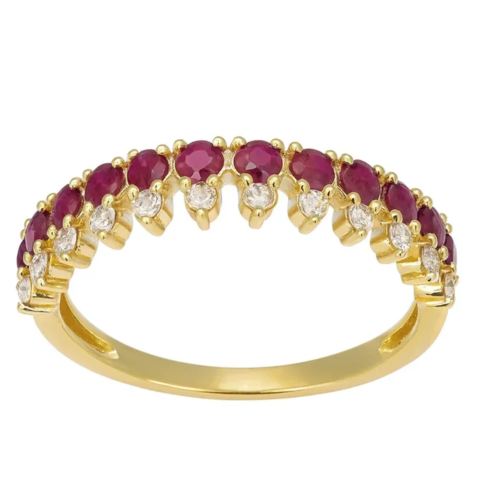 SPECIAL! .61ct G SI Yellow Gold Diamond & Ruby Gemstone Elegant Ring Size 6.5