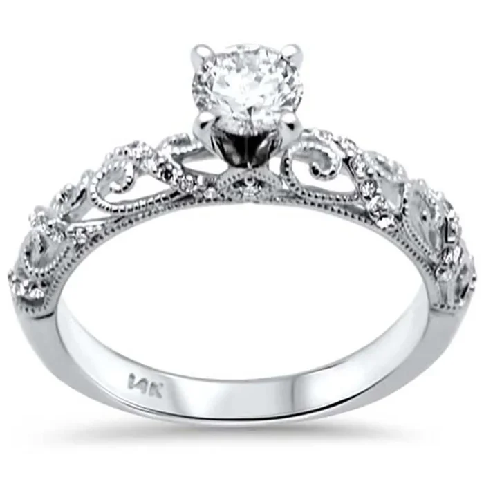 SPECIAL!.63ct G SI 14K White Gold Diamond Filigree Engagement Ring Size 6.5
