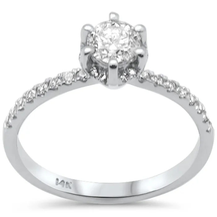 SPECIAL! .70ct G SI 14K White Gold Diamond Round Solitaire Engagement Ring Size 6.5