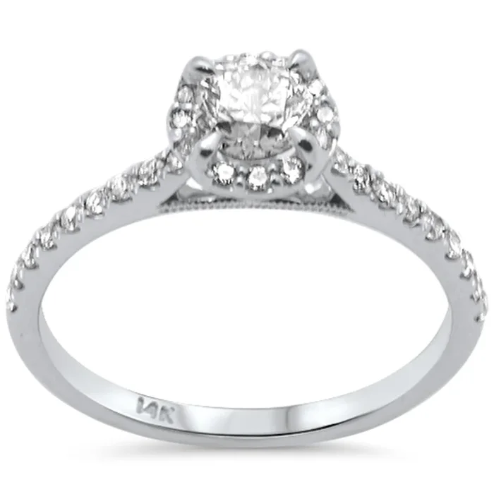 SPECIAL!.72ct G SI 14K Yellow Gold Diamond Halo Solitaire Engagement Ring Size 6.5