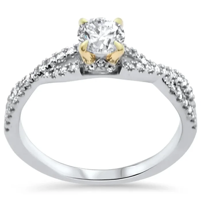 SPECIAL!.75ct G SI 14K Two Tone Gold Round Diamond Engagement Ring Size 6.5
