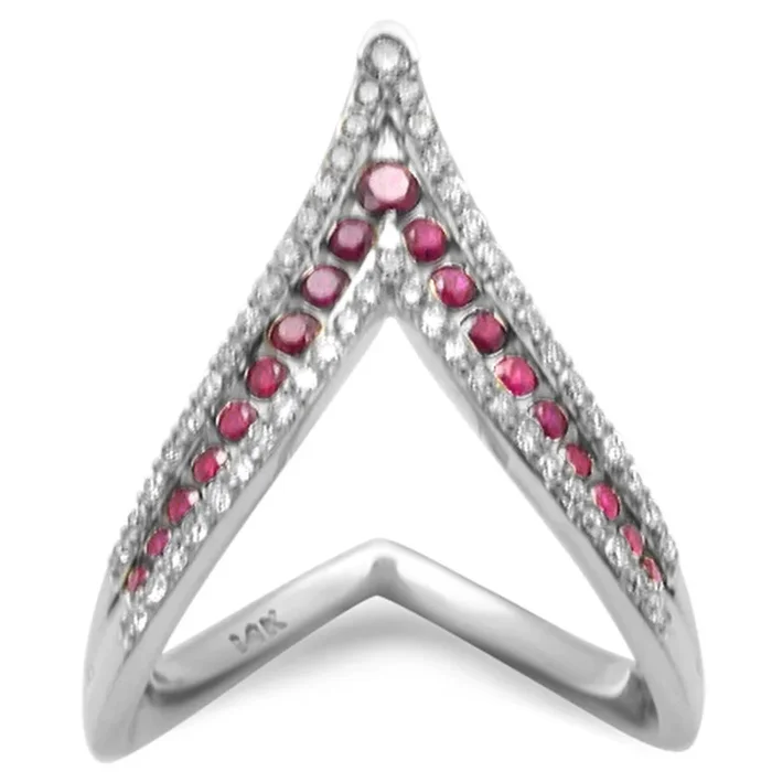 SPECIAL! .77ct G SI 14K White Gold Diamond & Ruby Gemstones Band Ring Size 6.5