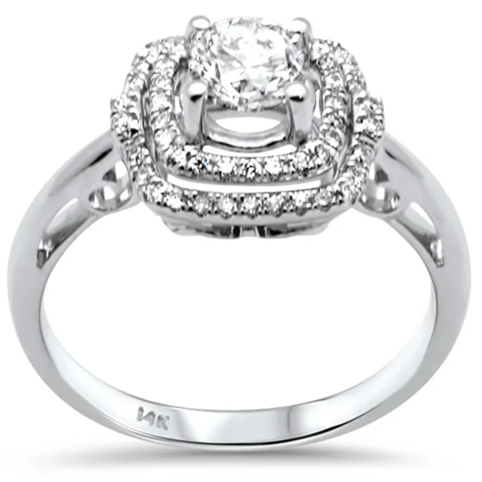 SPECIAL! .77ct G SI 14K White Gold Diamond Double Halo Engagement Ring Size 6.5