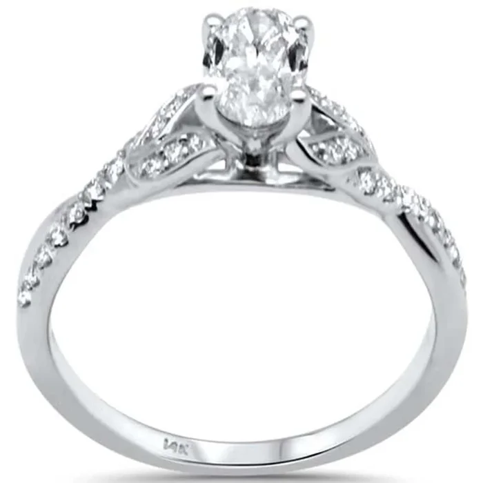 SPECIAL!.84ct G SI 14K White Gold Oval Shape Diamond Engagement Ring Size 6.5