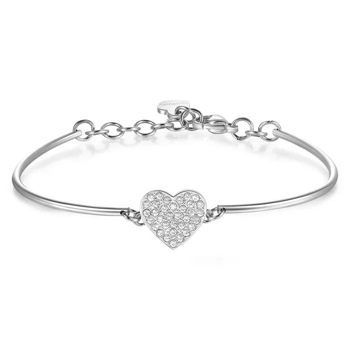 Stainless Steel Chakra Bracelet – Heart Pave