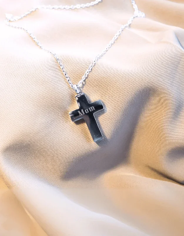 Stainless Steel Cross Urn Necklace