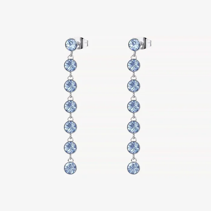 Stainless Steel Earrings with Sapphire Crystals