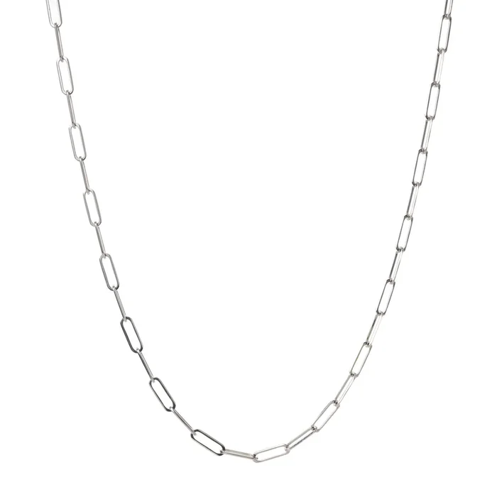 Stephanie Windsor 14k White Gold Thin Rectangle Link Chain