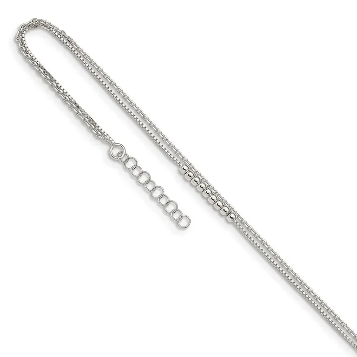 Sterling Silver 10-inch 2-Strand Anklet