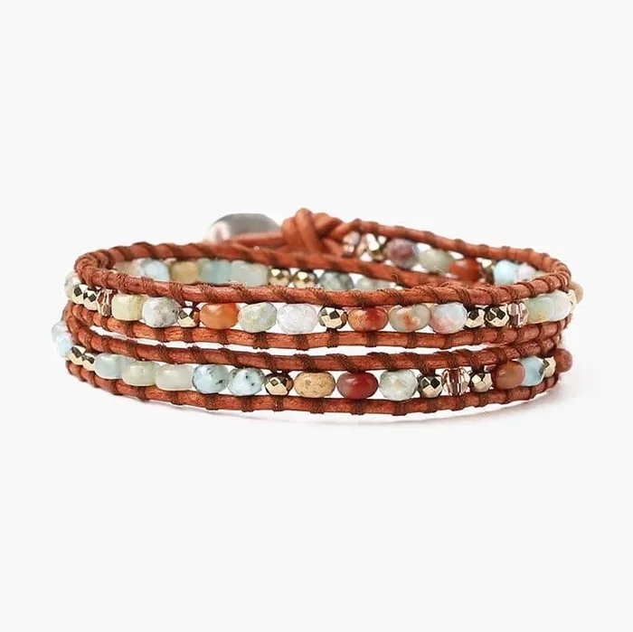 Sterling Silver 12″ Double Wrap – Aqua Terra Mix