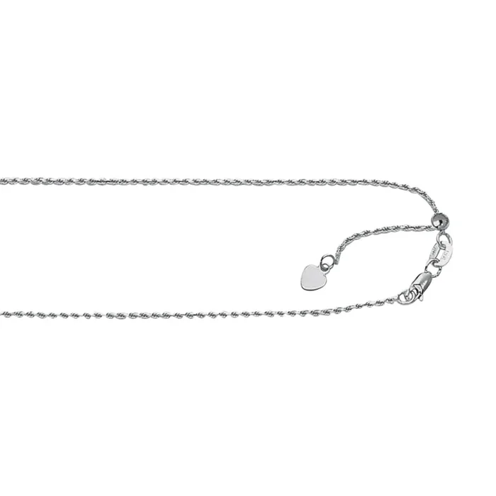 Sterling Silver 1mm Adjustable 30 Rope Chain with Lobster Clasp