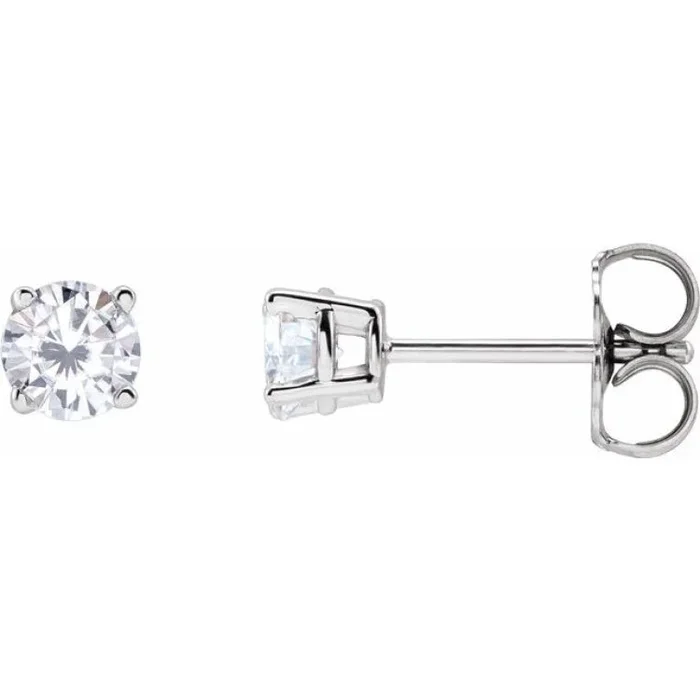Sterling Silver 4 mm Stuller Lab-Grown Moissanite Stud Earrings