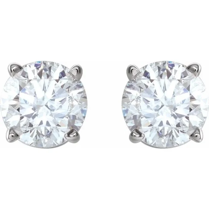 Sterling Silver 7 mm Imitation White Cubic Zirconia Stud Earrings