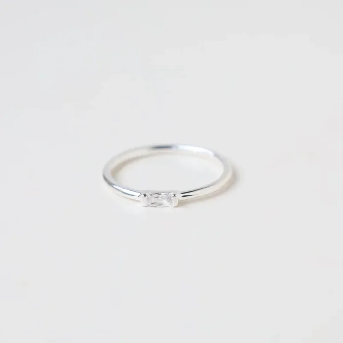 Sterling Silver Band with Channel Set CZ Baguette Ring
