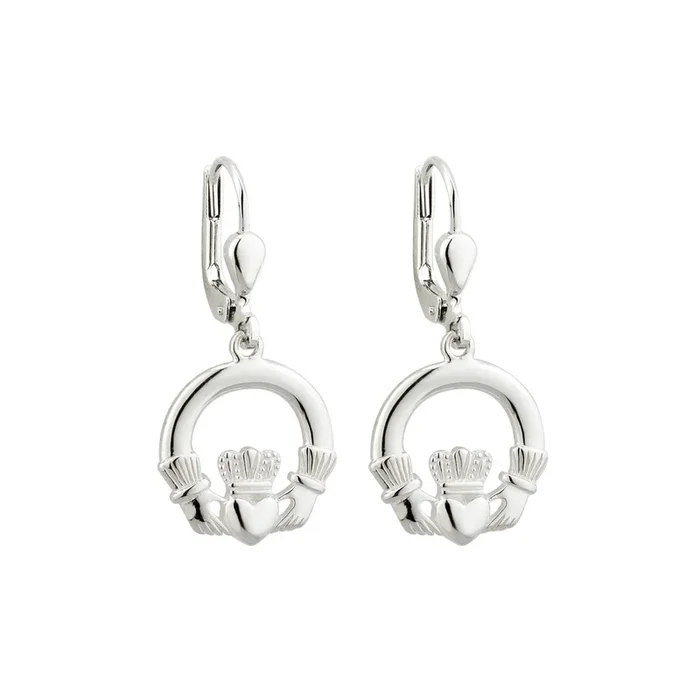 Sterling Silver Claddagh Drop Earrings