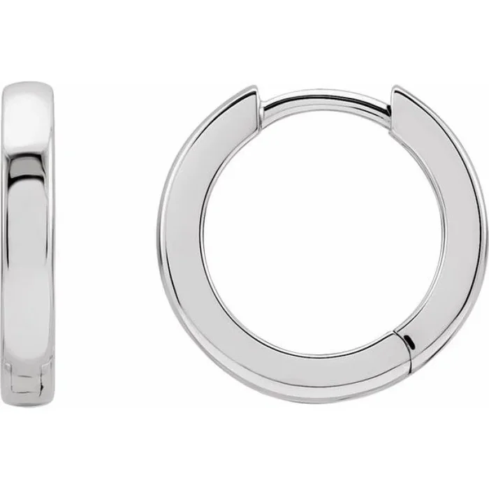 Sterling Silver Hinged 14 mm Hoop Earrings