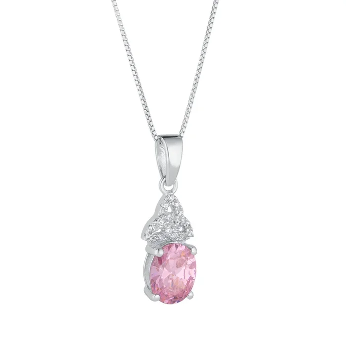 Sterling Silver October Birthstone Trinity Knot Necklace