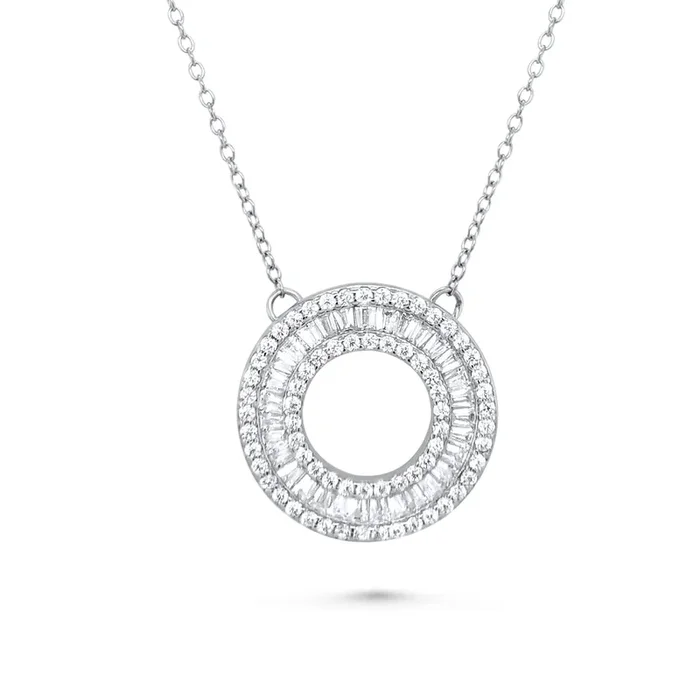 STERLING SILVER OPEN CIRCLE PENDANT NECKLACE