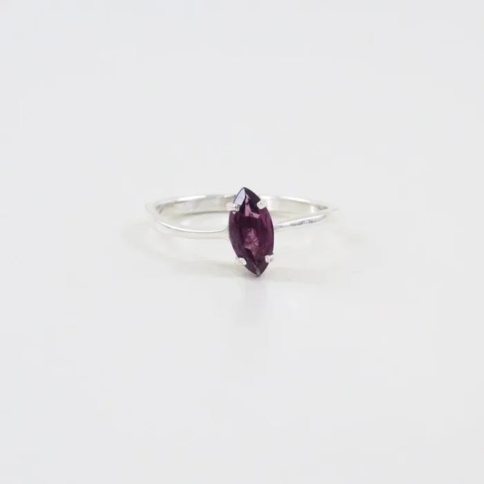 Sterling Silver Ring with Single Marquise Rhodolite