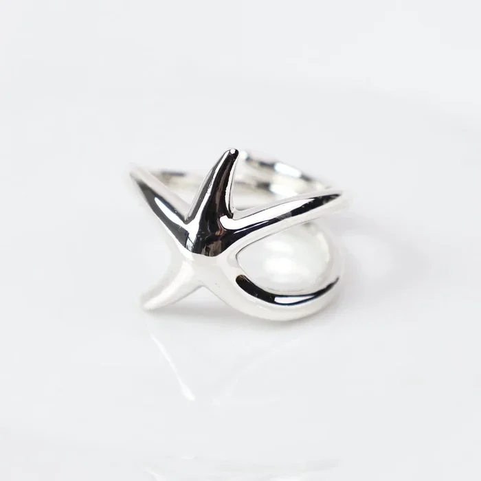 Sterling Silver Starfish Adjustable Ring