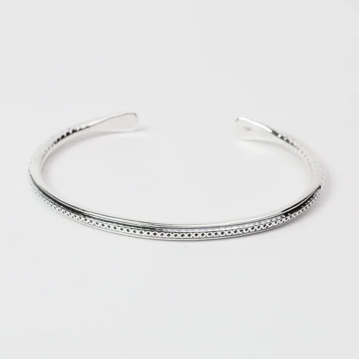 Sterling Silver Thin Textured Cuff Bracelet