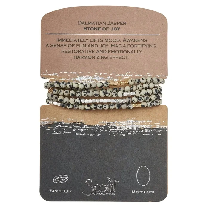 Stone Wrap Bracelet & Necklace: Dalmatian Jasper – Stone of Joy