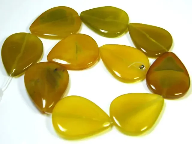 STRAND 10 YELLOW BANDED AGATE BEADS 641 CARATS AG 1257