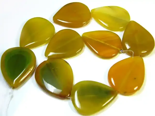 STRAND 10 YELLOW BANDED AGATE BEADS 648 CARATS AG 1246