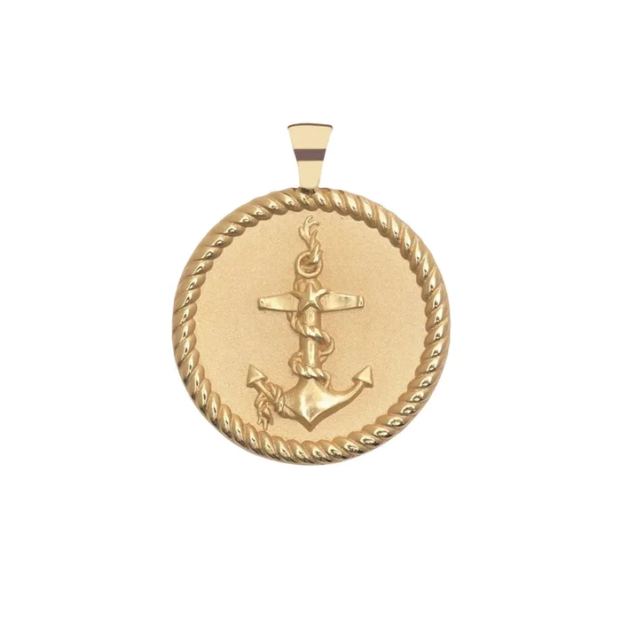 STRONG JW Original Pendant Coin (Anchor) in Solid Gold