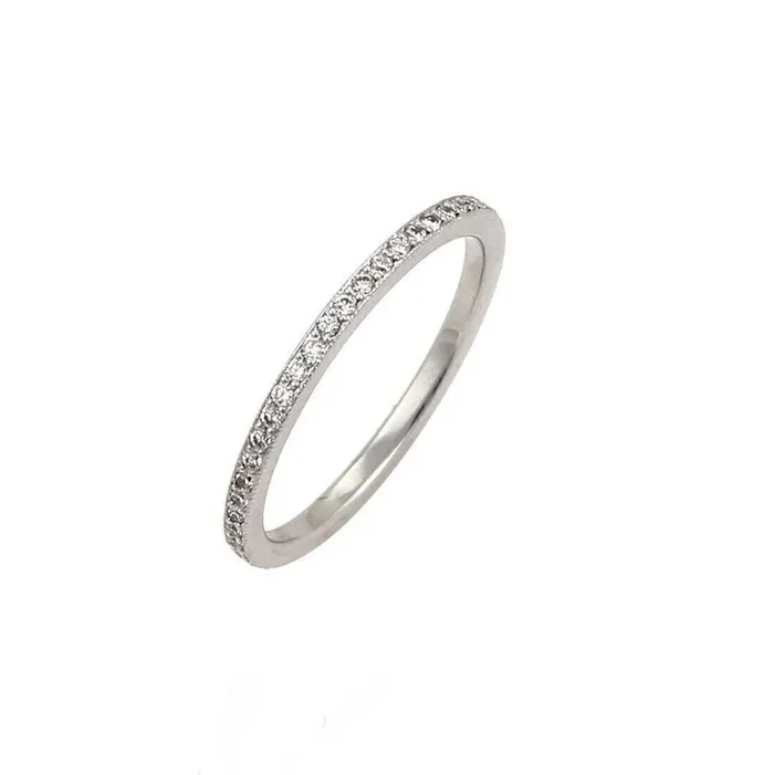 Tacori Diamond 18k White Gold 1.5mm Band Ring – Size 6.5