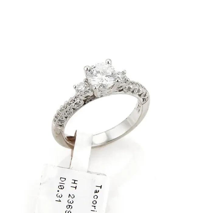 Tacori Diamond Platinum Mounting ONLY Milgrain Ring – Size 6