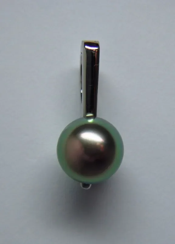 Tahitian Black Pearl 18k White Gold Enhancer Pendant
