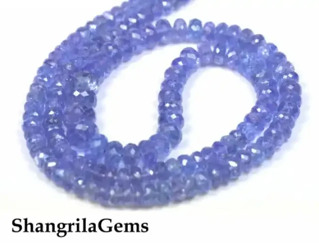 Tanzanite roundelle faceted beads 18 inch line AAA Grade