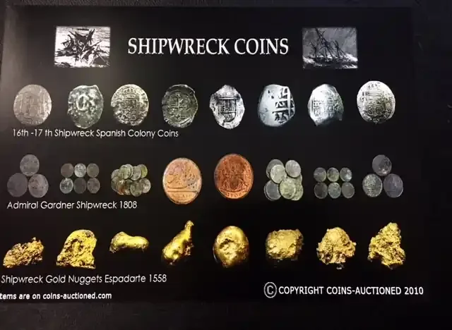 TEN SHIPWRECK COINS POSTER A4 SIZE