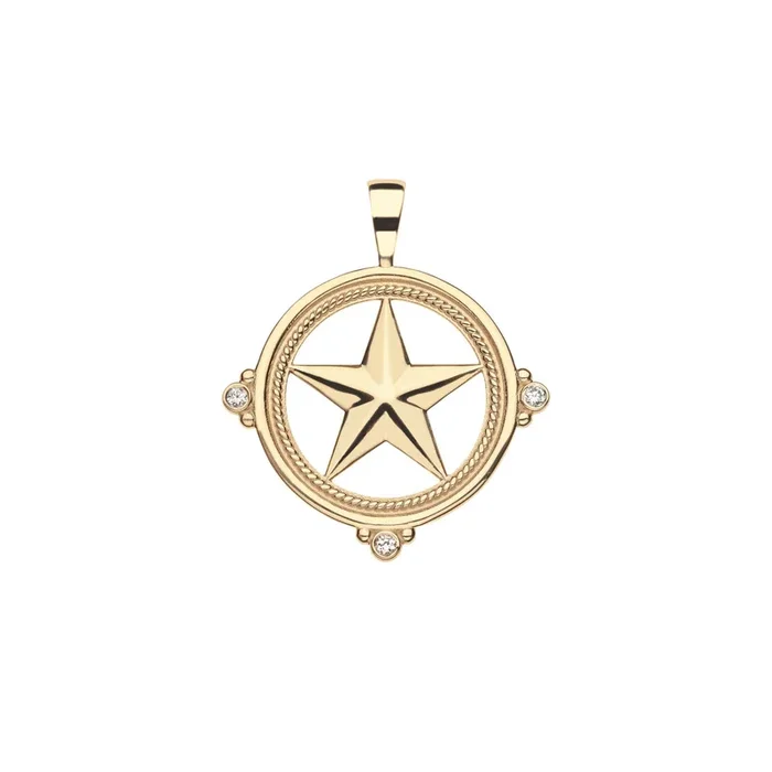 TEXAS JW Star Cutout Pendant in Solid Gold
