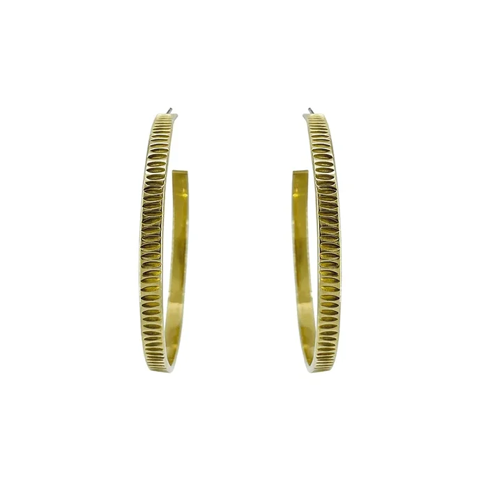 Textured Solid Brass Hoop