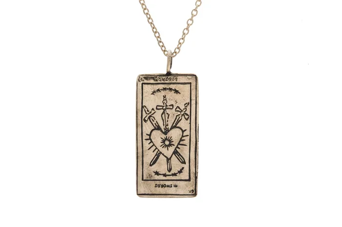 Three of Swords Tarot Card Necklace
