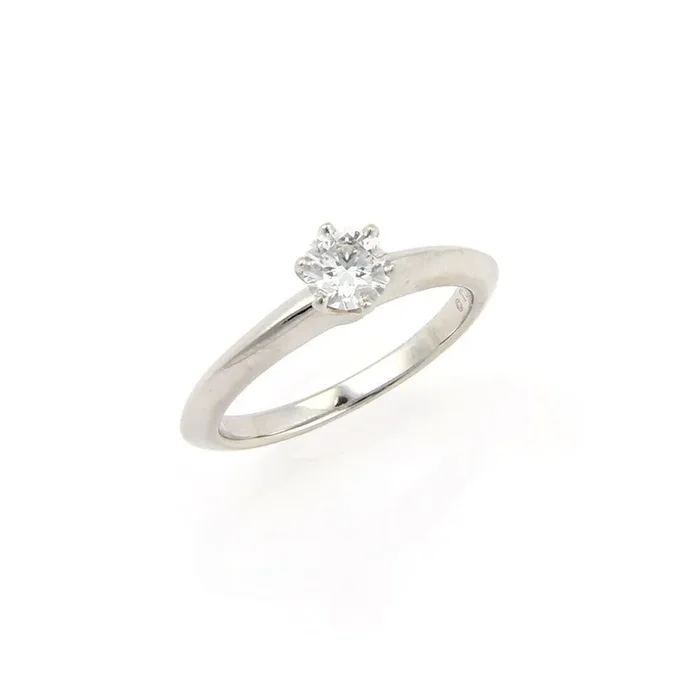 Tiffany & Co. 0.37ct G VS2 Solitaire Diamond Platinum Ring w/Cert – Size 4.5