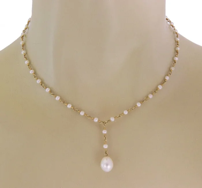 Tiffany & Co. 18k Yellow Gold Pearl Pendant Toggle Clasp Necklace