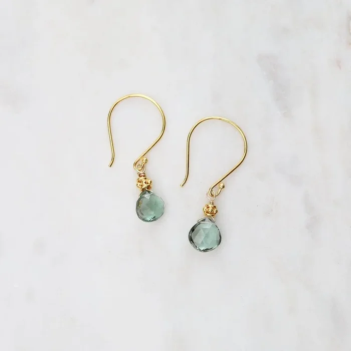 Tiny Green Quartz Earrings