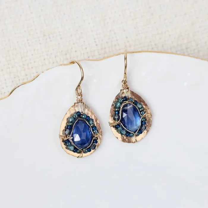 Tiny Kyanite Teardrop Earrings